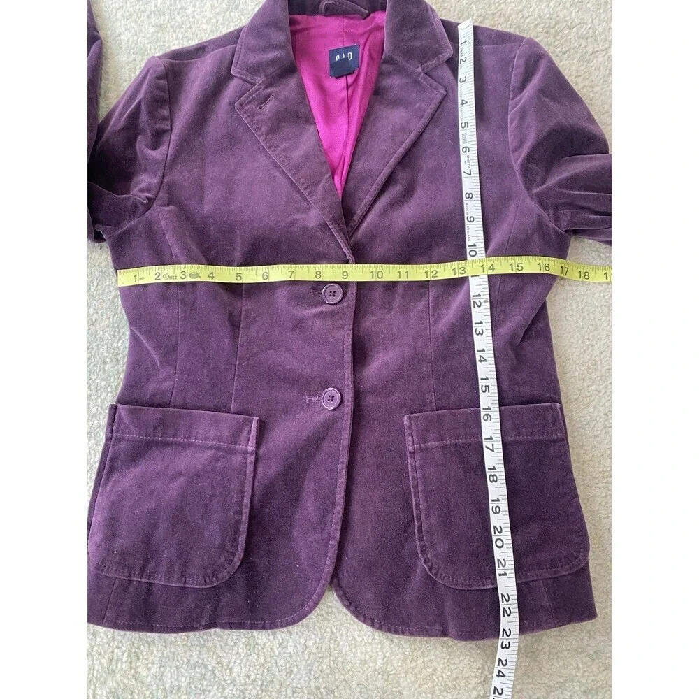 Vintage Y2K Gap Velvet Satin Blazer Womens Size 6 Velour Jacket Hong Kong 90s